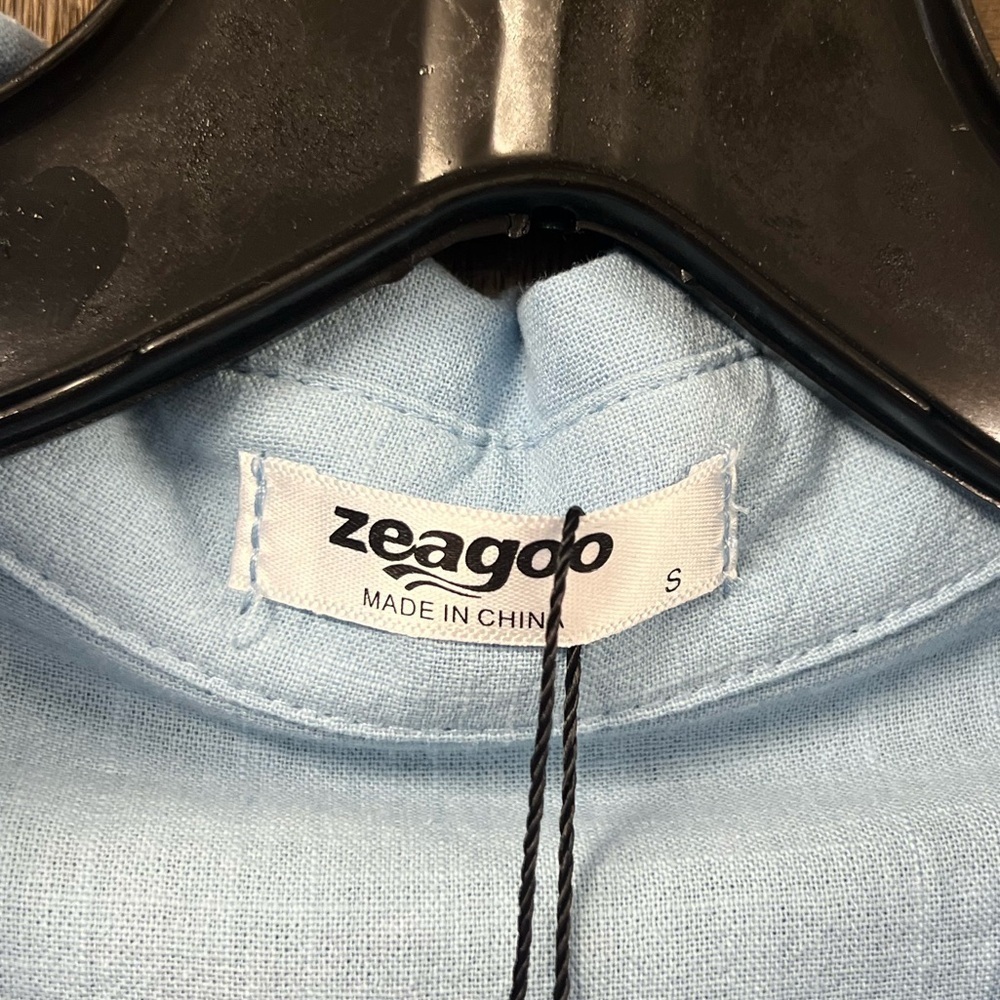 Zeagoo Womens Cotton Shirt Dress Summer Casual Short Sleeve Blue Size Small NWT - Picture 7 of 9